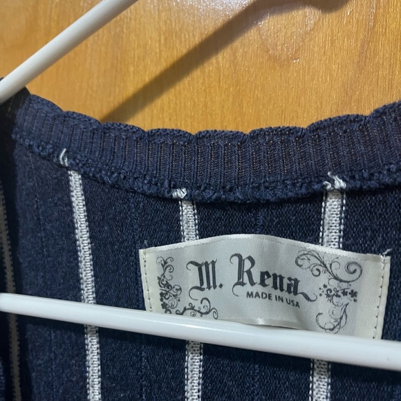 M. Rena Navy and White Striped Midi Dress - Picture 4 of 6